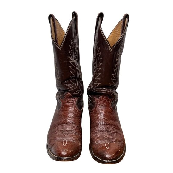 Tony Lama Pointed Toe Western Cowboy Boots Size 9 Brown Leather Rodeo